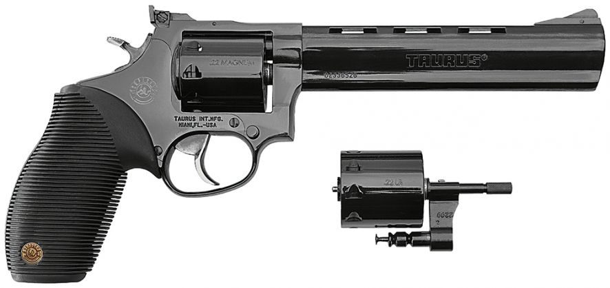 Taurus 992 Tracker 22LR/22 Mag 4″ Barrel 9 Rubber Grip Overlay/Blued…