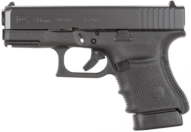 Glock 30 Gen 4 45ACP 3.77″ Barrel 10+1 Fixed Sights Black PG3050201