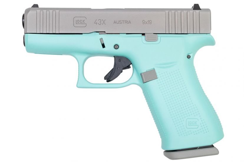 Glock 43X 9mm 3.41″ Barrel 10+1 Robins Egg Blue/Silver