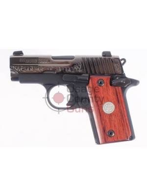 Sig Sauer P238 .380 ACP Engraved & Logo Rosewood Grips