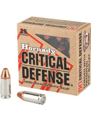 Hornady FTX Critical Defense Ammo – 9mm – 115gr – 25rd