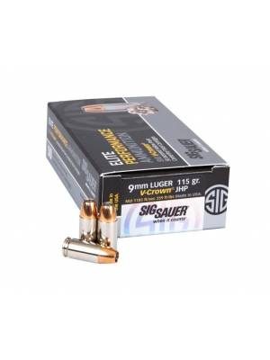 Sig Sauer Elite V-Crown JHP Ammunition – 115gr – 9mm – 50 Rounds
