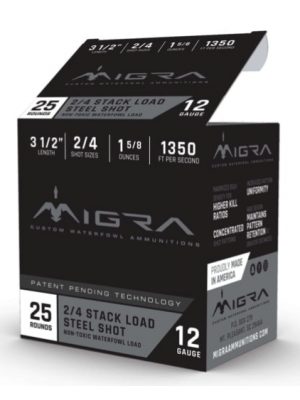 MIGRA Ammo, 3.5″ 2-4 Shot, 12ga, 25rd