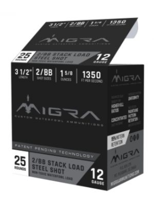 MIGRA Ammo, 3.5″ 2-BB Shot, 12ga, 25rd