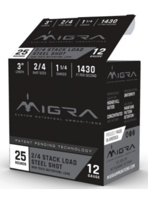 MIGRA Ammo, 3″ 2-4 Shot, 25rd, 12ga