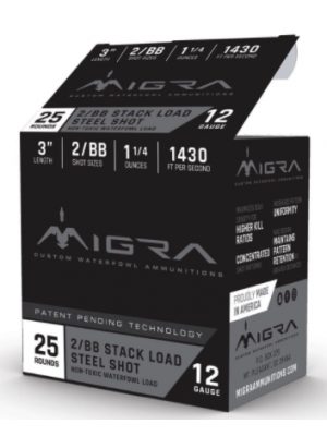 MIGRA Ammo, 2-BB Shot, 25rd, 12ga