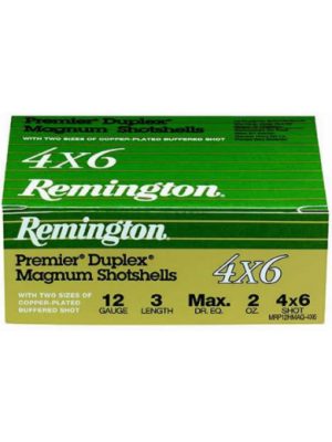 Remington Ammo Duplex Magnum Shotshells, 2-3/4″, 1-1/2oz, 4×6 Shot, 12ga, 10rd