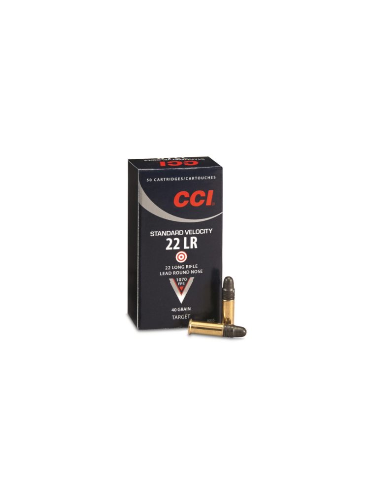 CCI .22 LR Standard Velocity Ammo, 1070 FPS, LRN, 50rd