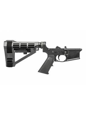 Aero Precision AR15 Pistol Complete Lower Receiver, A2 Grip, SBA4 Brace, Anodized / Black