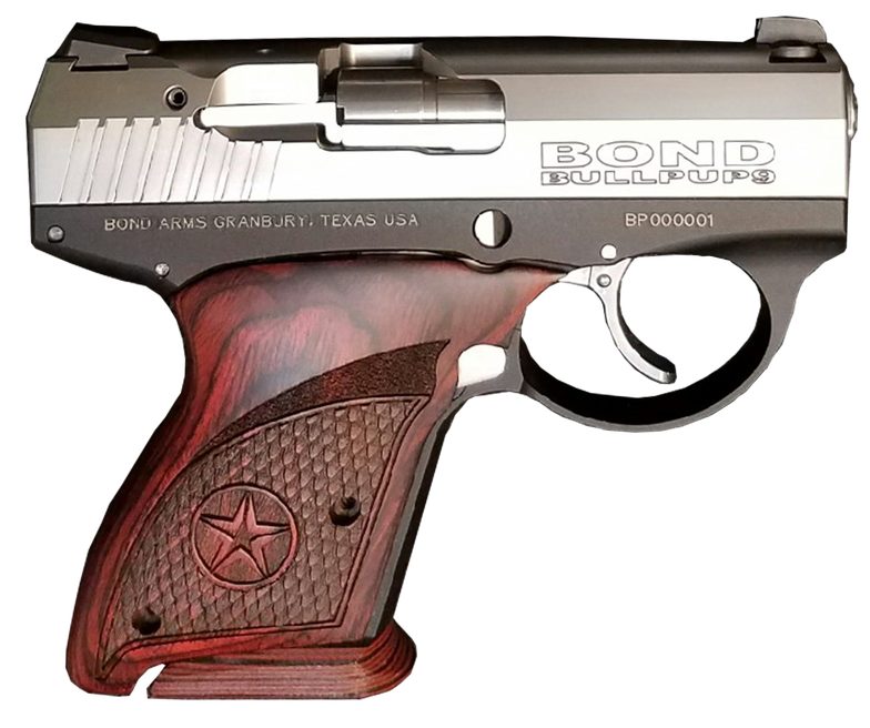 BOND ARMS BULLPUP9 STAINLESS 9MM 3.35″ BARREL 7-ROUNDS W/ ENGRAVED ROSEWOOD GRIPS