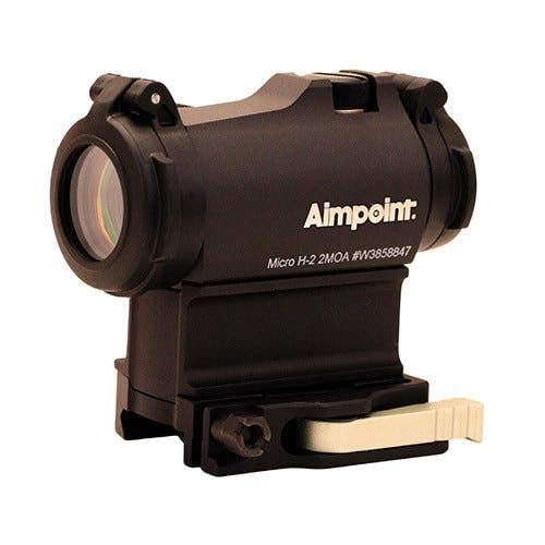 AIMPOINT MICRO H-2 2 MOA RED DOT SCOPE 1X OPTICAL MAGNIFICATION, CLEAR APPATURRE: 18MM LRP MOUNT/39MM SPACER