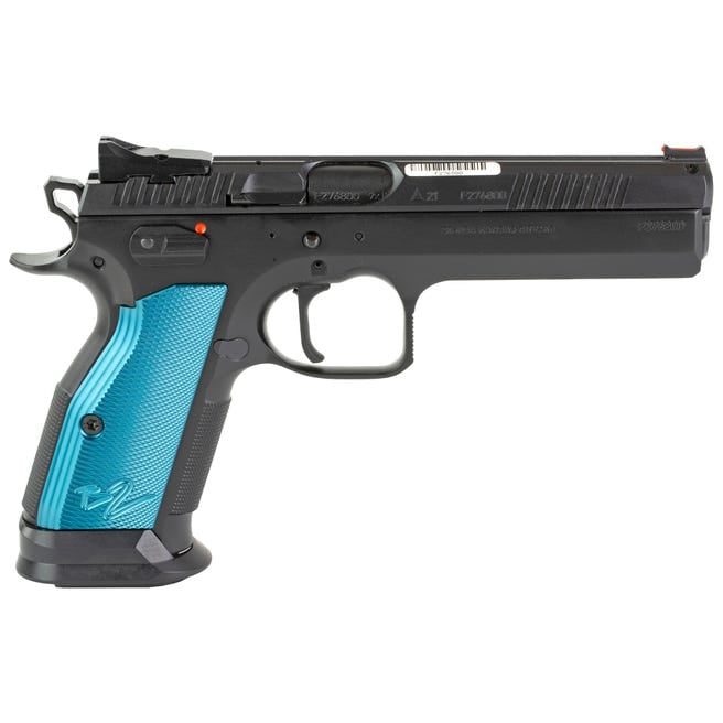 CZ TS 2 9MM 5.23″ BARREL 20-ROUNDS BLUE ALUMINUM GRIPS
