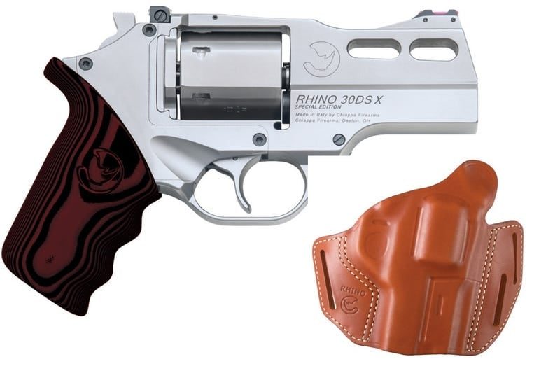 CHIAPPA FIREARMS RHINO 30DS STAINLESS .357 MAG 3″ BARREL 6-ROUNDS WITH LEATHER HOLSTER