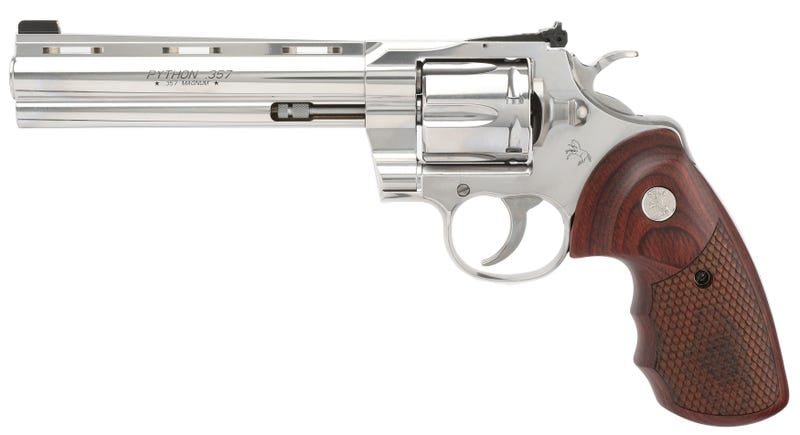 COLT FIREARMS PYTHON STAINLESS .38 SPL / .357 MAG 6″ BARREL 6-ROUNDS SNAKE SCALE WALNUT GRIPS