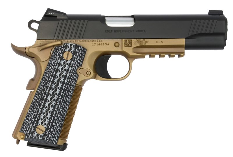 COLT FIREARMS 1911 GOVERNMENT CUSTOM CQB BLACK / FLAT DARK EARTH .45 ACP 5″ BARREL 8-ROUNDS