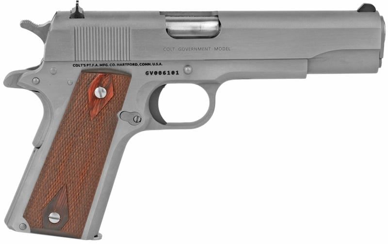 COLT FIREARMS 1911 GOVERNMENT STAINLESS .38 SUPER 5″ BARREL 9-ROUNDS