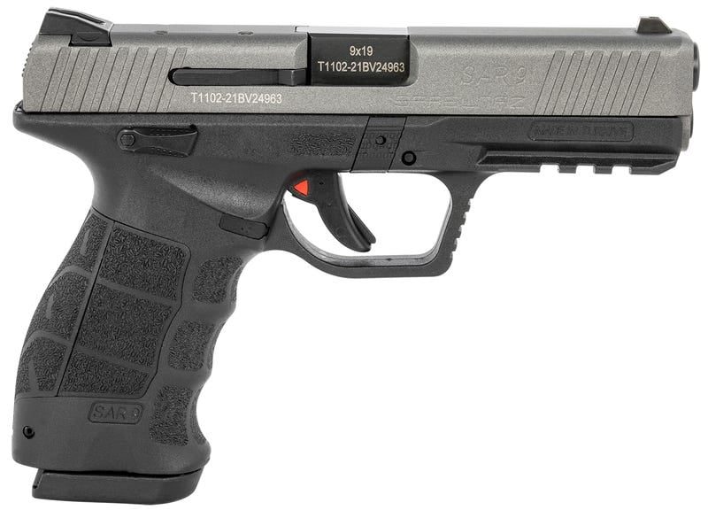 SAR USA SAR9 Pistol Black/Platinum 9mm 4.40″ Barrel 17-Rounds 3-Dot Contrast Sights