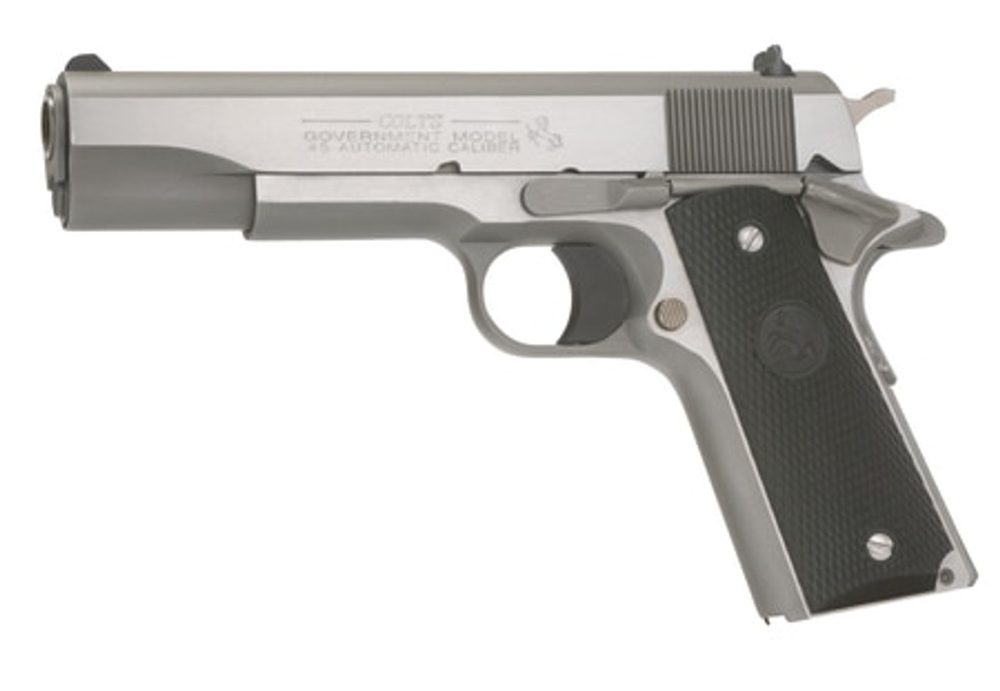 Colt 1991 Series Government 45 ACP 5″ Barrel, Black Poly Grip Stainless, 7rd Colt
