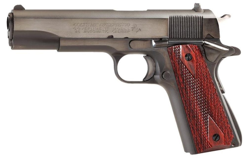 Colt 1911 Series 70 Govt 45 ACP 5″ Barrel Double Diamond Rosewood Grip 7rd Mag Colt