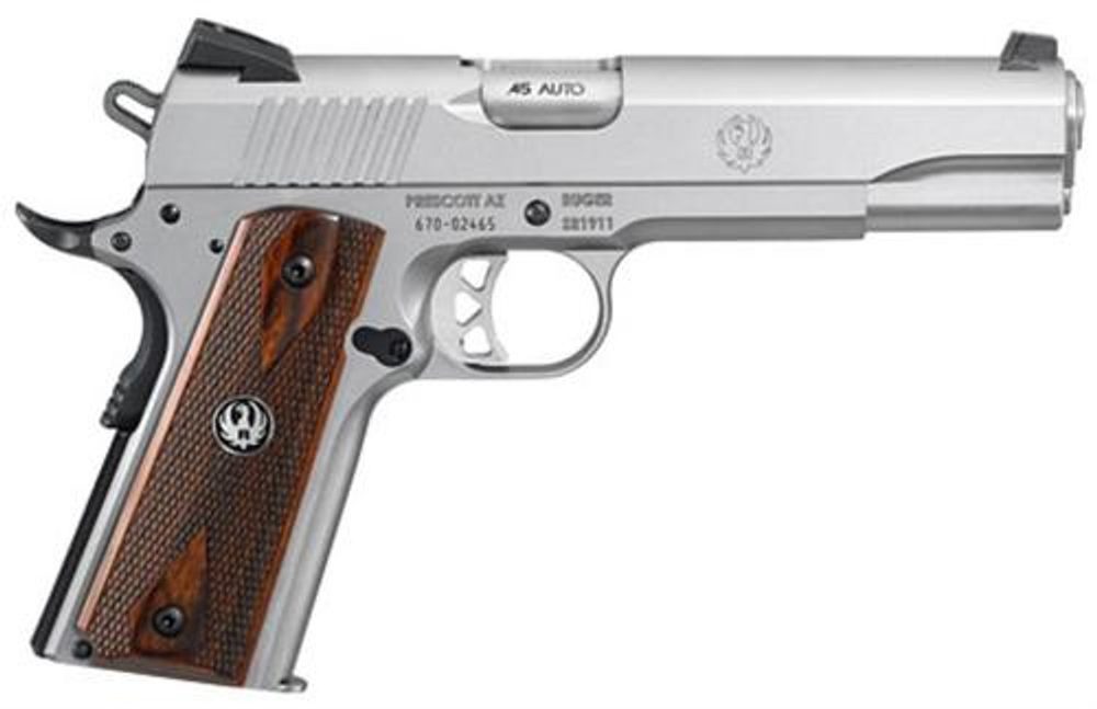 Ruger SR1911, 45 ACP, Novak Sights, SS, Wood Grips Ruger