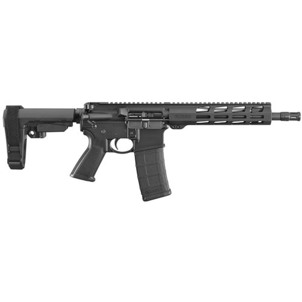 Ruger AR-556 AR-15 Pistol 223/556mm, 10.5″ Barrel, Black, SBA3 Pistol Brace, 30rd Ruger