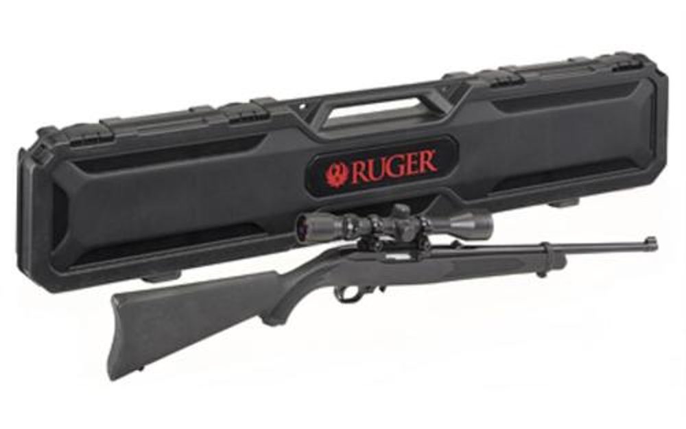 Ruger 10/22 Carbine 22 LR, 18.5″ Barrel, Satin Black, Weaver Scope and Case, 10rd Mag Ruger