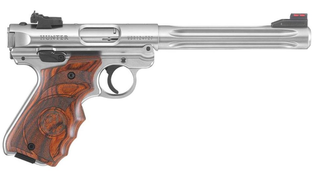 Ruger Mark IV Hunter 22LR 6.88″ Fluted Bull Barrel SS Target Laminate Grip 10rd Mag Ruger