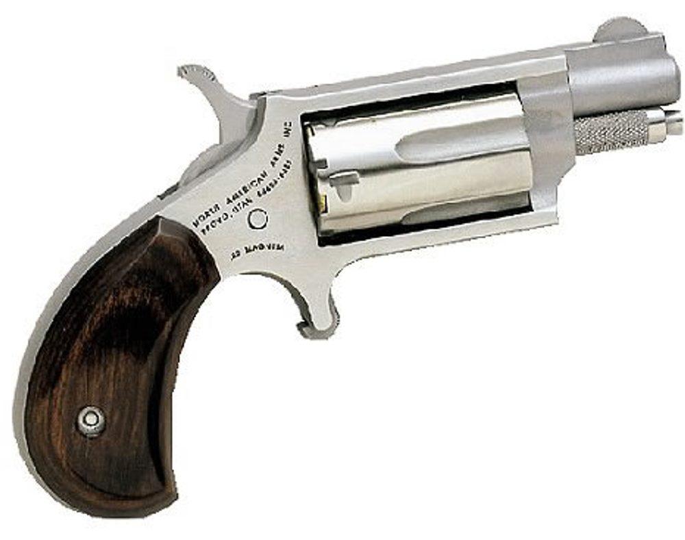 NAA 22MS 22 Mag Mini Revolver 1.12″ 5rd Rosewood Grip Stainless North American Arms