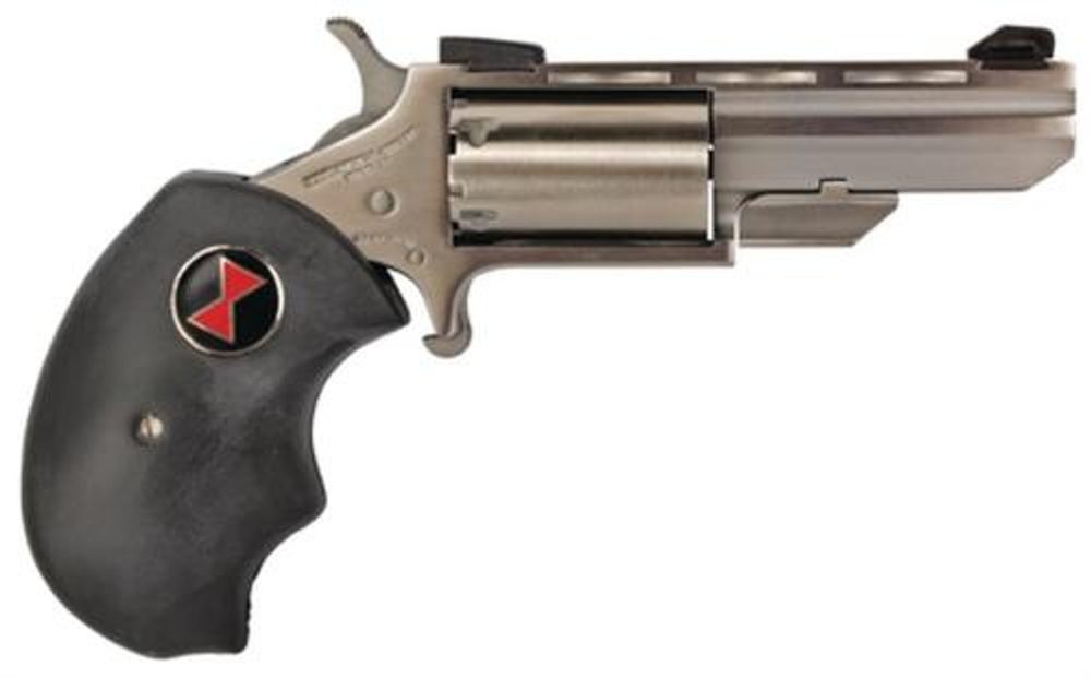 North American Arms Black Widow, Single Action, Revolver, 22 LR/22 WMR, 2″ Barrel, Stainless, Silver, Rubber Grips, Fixed Sights, 5 Rounds North American Arms