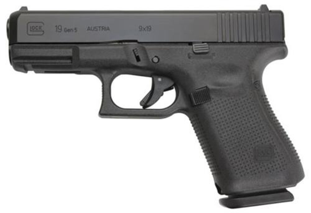 Glock G19 Gen5, 9mm, 4″ Barrel, Fixed Sights, Modular Backstrap, 15rd Glock