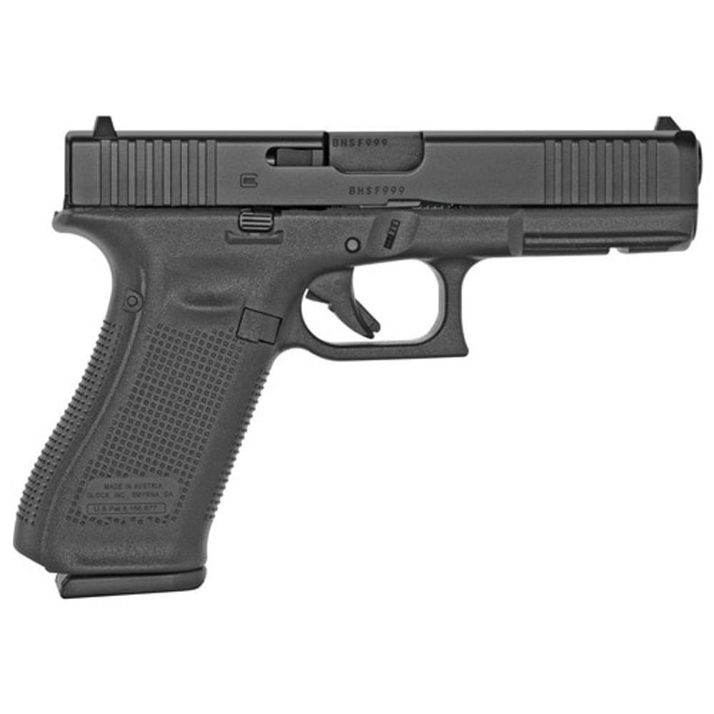Glock 17 Gen5 Full Size 9MM 4.49″ Barrel, Fixed Sights, Ambi Slide Stop Lever, Flared Mag Well, Front Serrations 3x 17rd Mags Glock