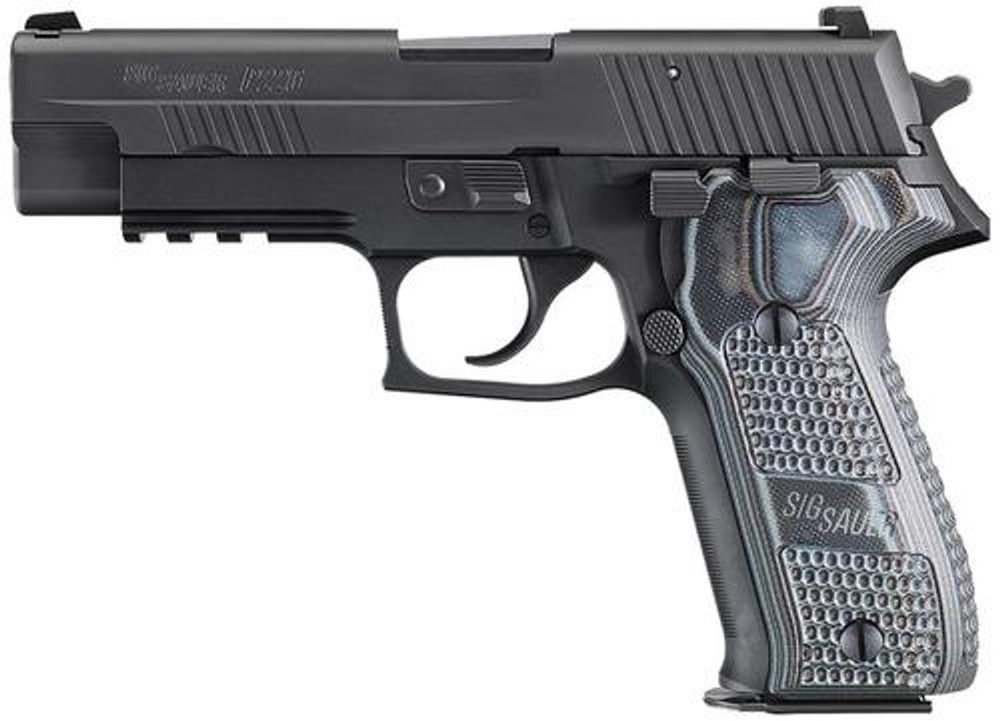Sig P226 9MM 4.4In Extreme Black Da/Sa Siglite Black/Gray G10 Grip (2) 10Rd Steel MAG CA Compliant SRT Sig Sauer