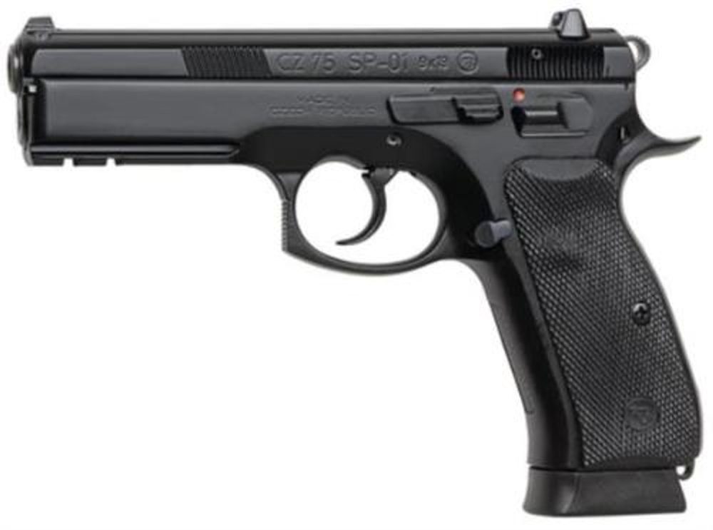 CZ 75 SP-01 cal. 9mm light rail safety black polycoat – 10rd magazines CZ USA