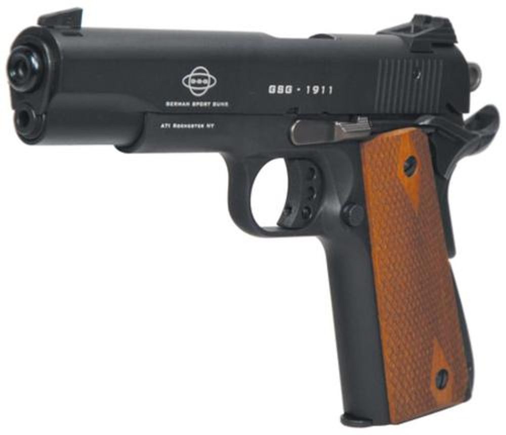 American Tactical, M1911, 22 LR, 5″ Barrel, Blued, Wood Grips, 10Rd, Threaded ATI American Tactical Imports