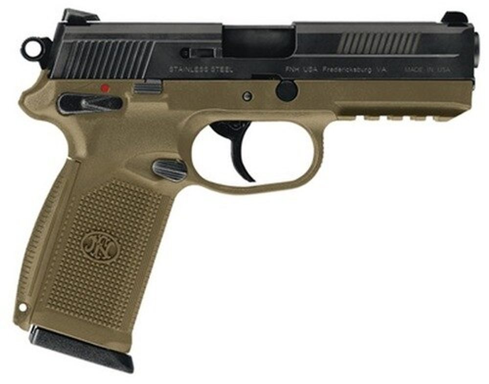 FN FNX-45 45 ACP 4.5″ Flat Dark Earth, Black Slide, Combat Sights, 15 Round FN America