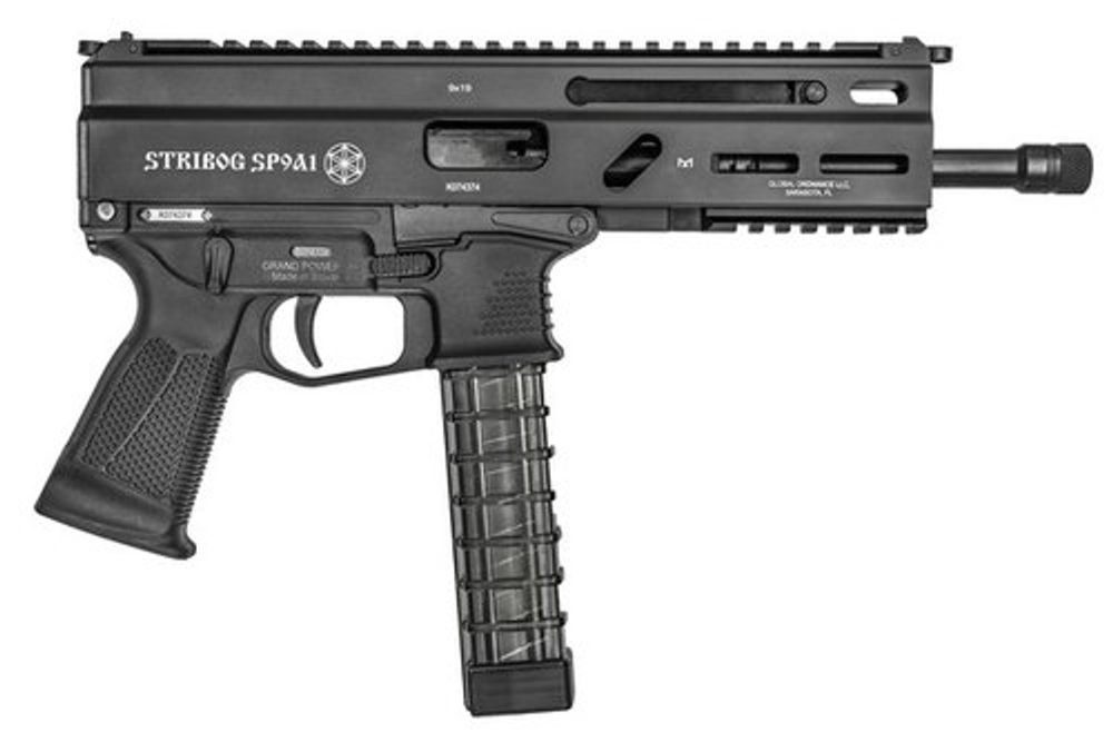 Grand Power Stribog SP9A1 Gen2 9mm, 8″ Barrel, Hardcoat Anodized, M-Lok Rail, 3x30rd Mags Grand Power
