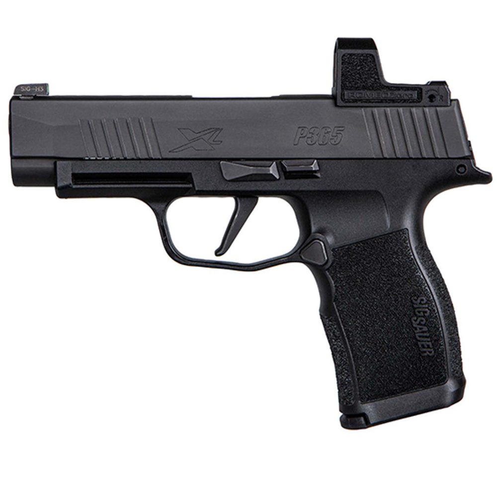 *D*Sig P365 XL Compact 9mm, 3.7″ Barrel, Polymer, Black, Romeo Zero Reflex Optic, 2x12rd Sig Sauer