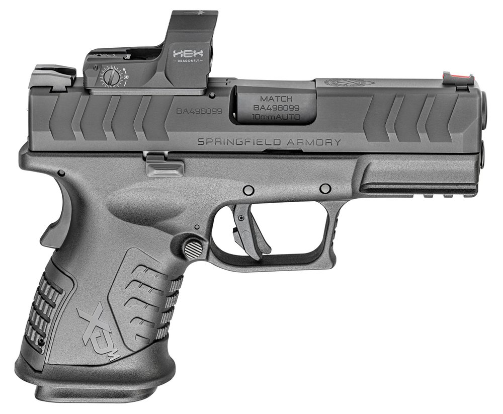 Springfield XD-M Elite Compact OSP 10mm, 3.8″ Barrel, Hammer Forged, Melonite, Black, Fiber Optic Front, Tactical Rack U-Dot Rear, 11rd Springfield Armory