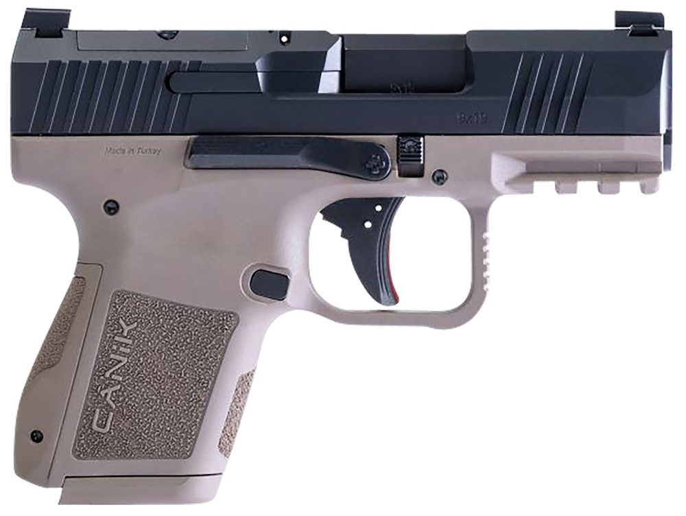 Canik METE MC9 9mm, 3.18″ Barrel, Flat Dark Earth Frame, Black Slide, 15rd Canik