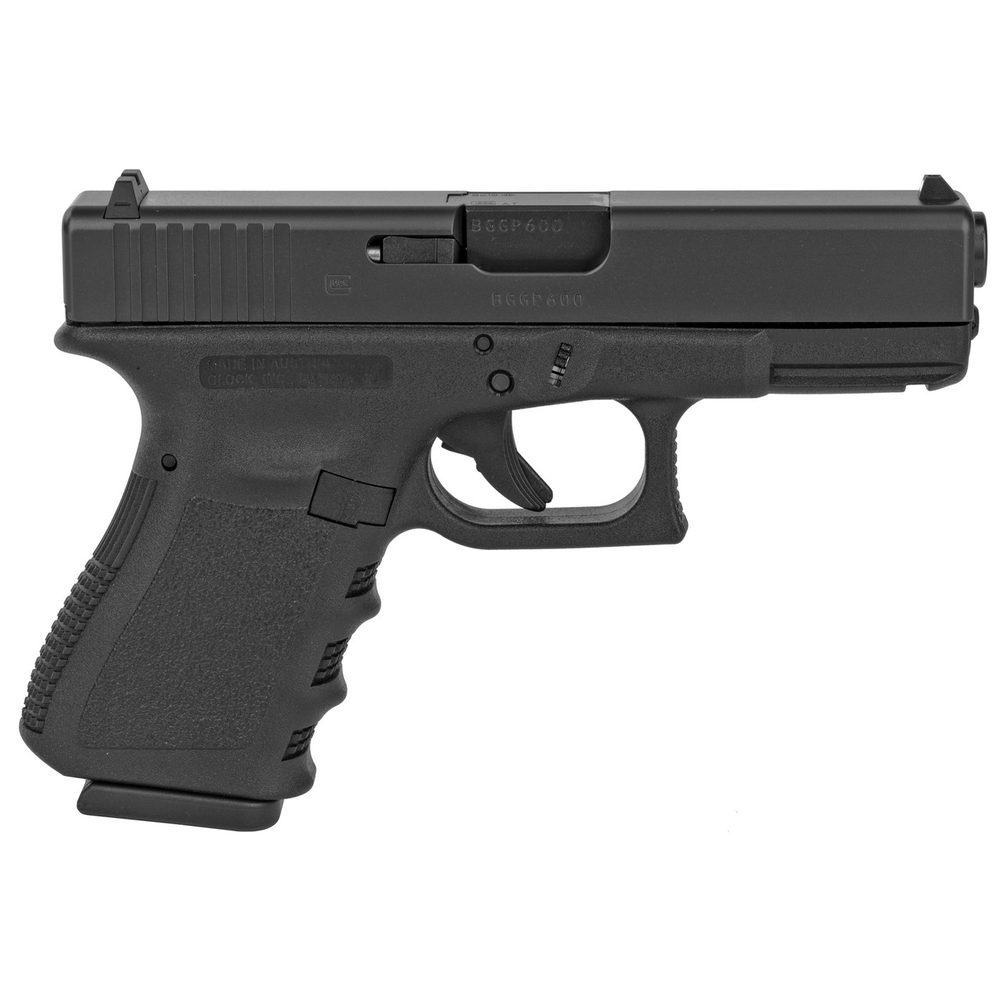 Glock G19 Gen 3 9mm, 4.02″ Barrel, Black, Fixed Sights, 15rd Glock