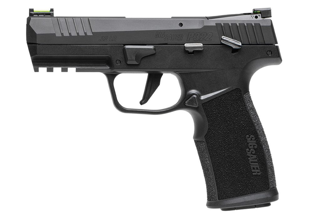 Sig P322 .22 LR, 4″ Barrel, FO Front, Manual Safety, Black, 20rd Sig Sauer