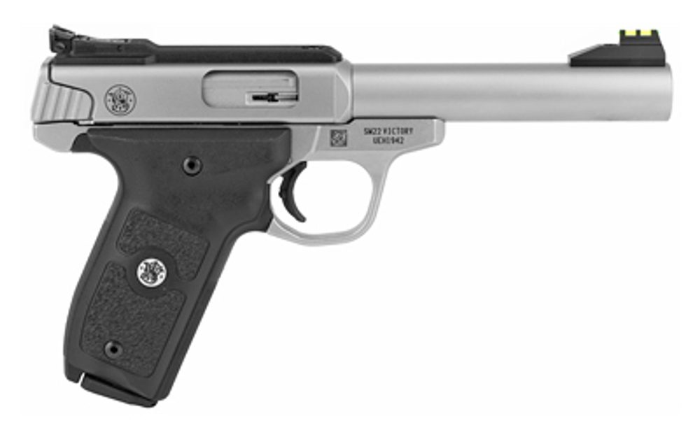Smith & Wesson SW22 Victory 22 LR, 5.5″ Barrel, Stainless Steel Frame, Black Grip, 10rd Smith & Wesson