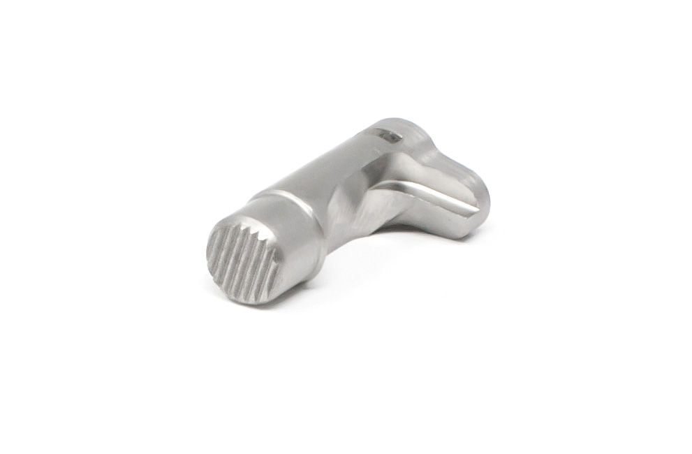 Fusion Firearms 1911 Magazine Catch – Extended, Stainless Serrated