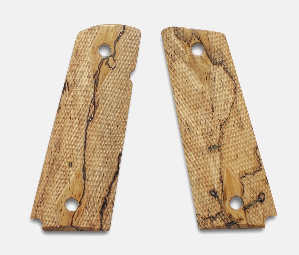 Fusion Firearms 1911 Full Size Grips, White Cocobolo, Double Diamond Checkered, Beveled, Thin