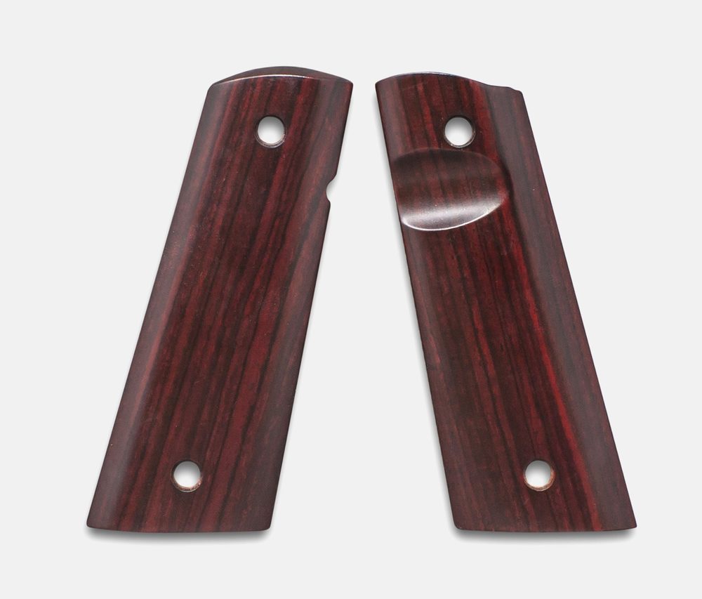 Fusion Firearms 1911 Full Size Grips, Red Cocobolo, Smooth, Mag-Well Bottom, Thumb Groove