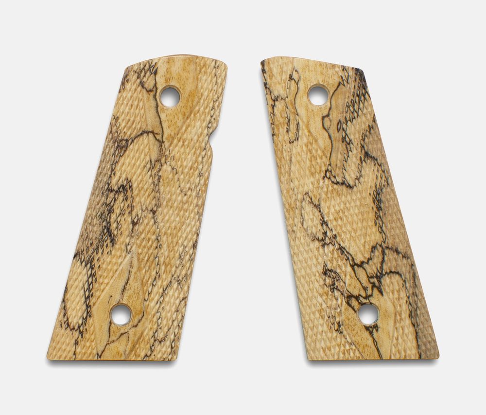 Fusion Firearms 1911 Officer Grips, White Cocobolo, Double Diamond Checkered, Mag-Well, Thin
