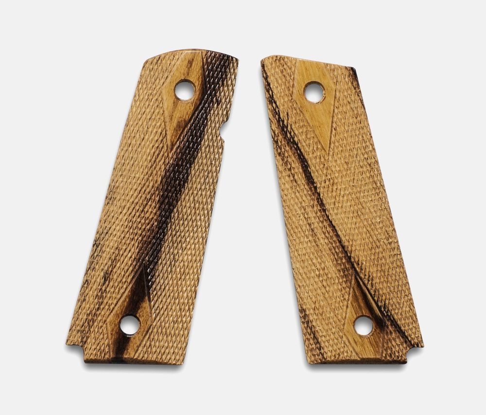 Fusion Firearms 1911 Full Size Grips, Inkberry, Double Diamond Checkered, Mag-Well Bottom