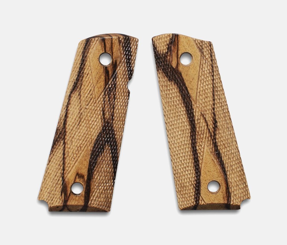 Fusion Firearms 1911 Officer Size Grips, Inkberry, Double Diamond Checkered, Beveled Bottom