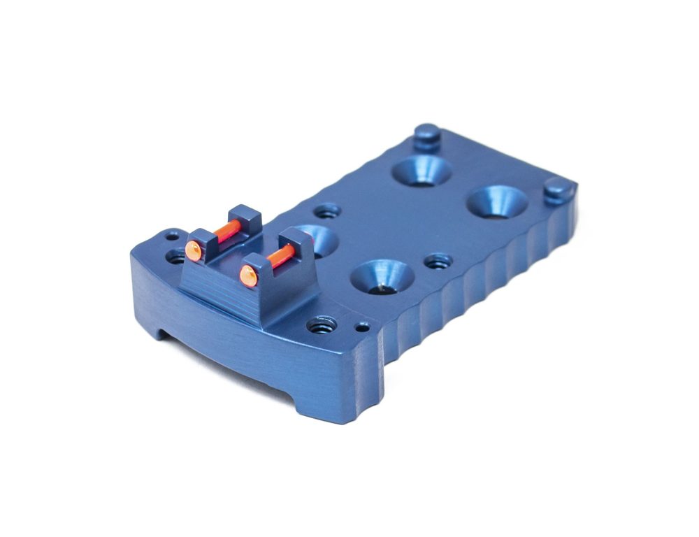 Fusion Firearms 1911 RMR Base Plate (Trijicon Style) -Light-Weight Aluminum -Blue, Fiber Optic