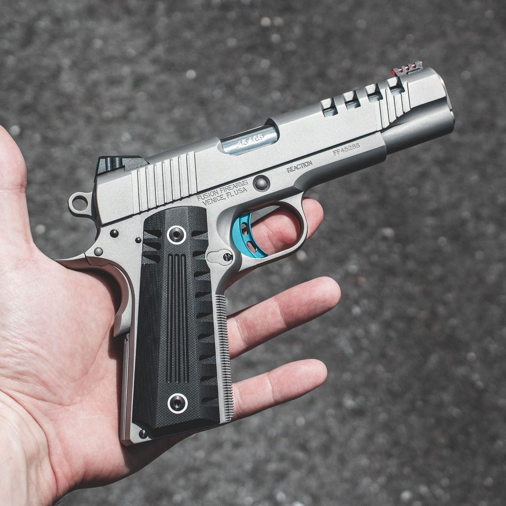 Fusion Firearms 1911 Pistol – 45 ACP Silver Skyfall Reaction